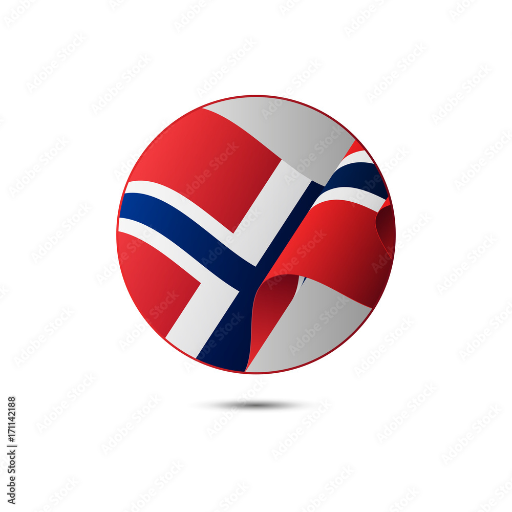 Norway flag button with shadow on a white background. Vector illustration. Norway flag button with shadow on a white background. Vector illustration.