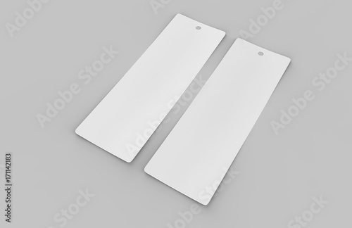 White blank tag or label and bookmark or bookmaker for template design and mock up. 3d render illustration.