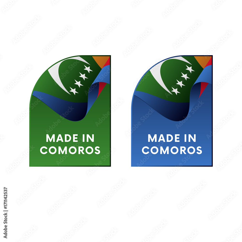 Stickers Made in Comoros. Vector illustration. Stickers Made in Comoros. Vector illustration.