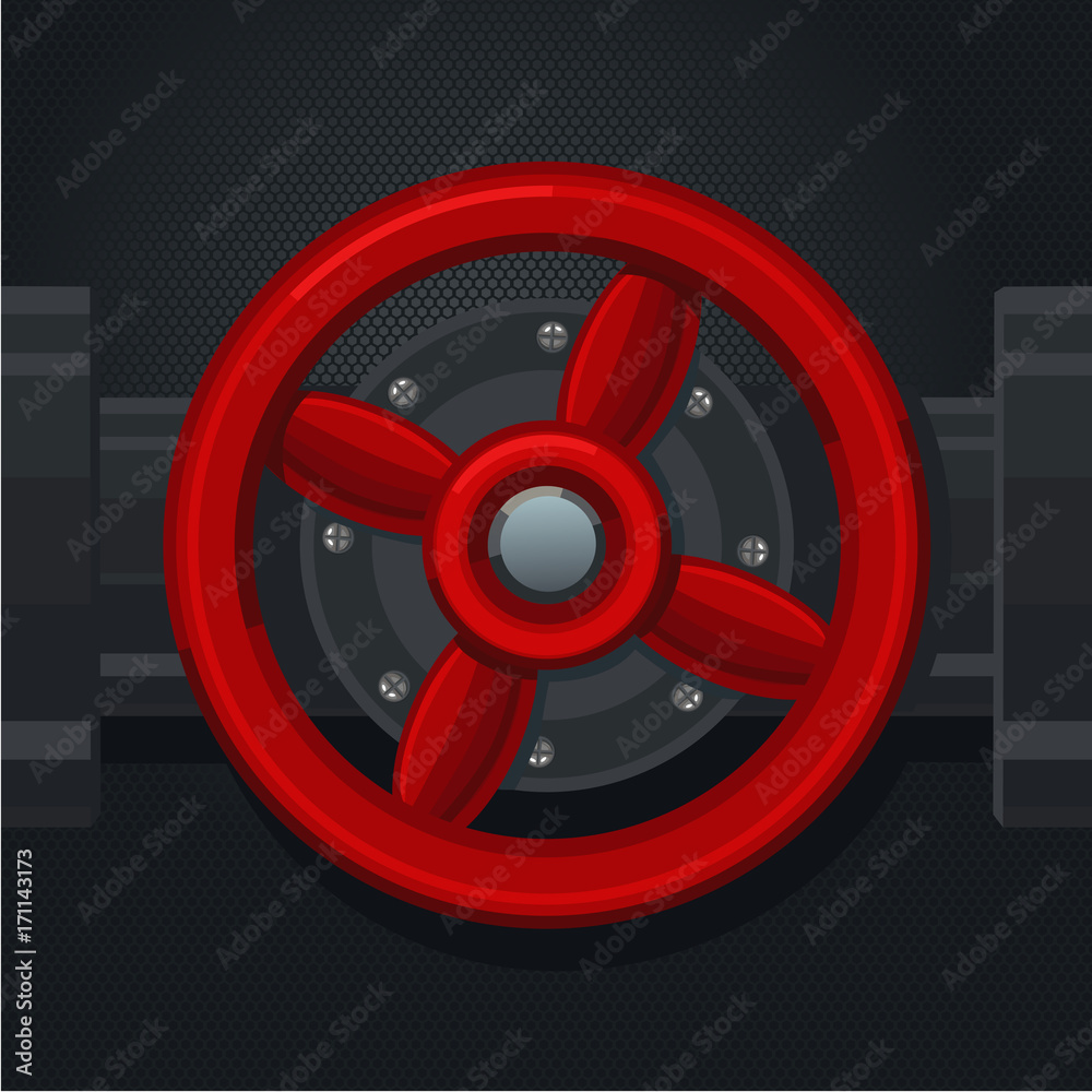 Obraz premium Red metal valve. Retro tool for analogue interface.