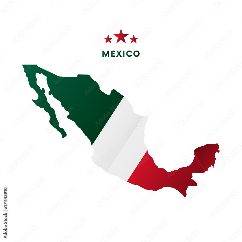 Mexico map with waving flag. Vector illustration. Stock Vector | Adobe ...