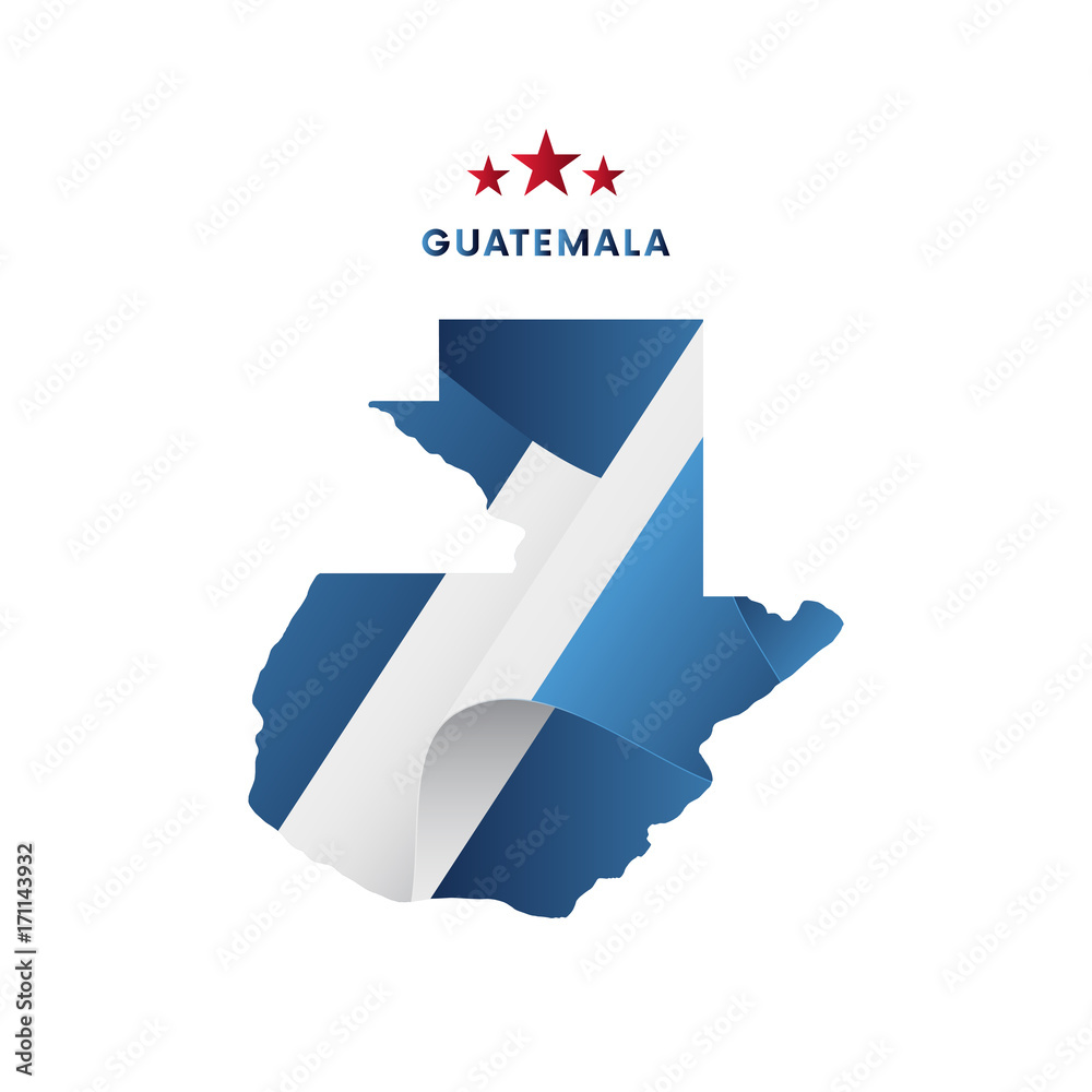Fototapeta premium Guatemala map with waving flag. Vector illustration.