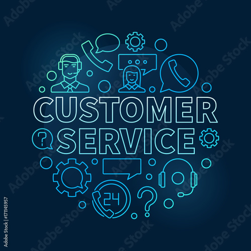 Blue customer service round illustration - vector customer suppo