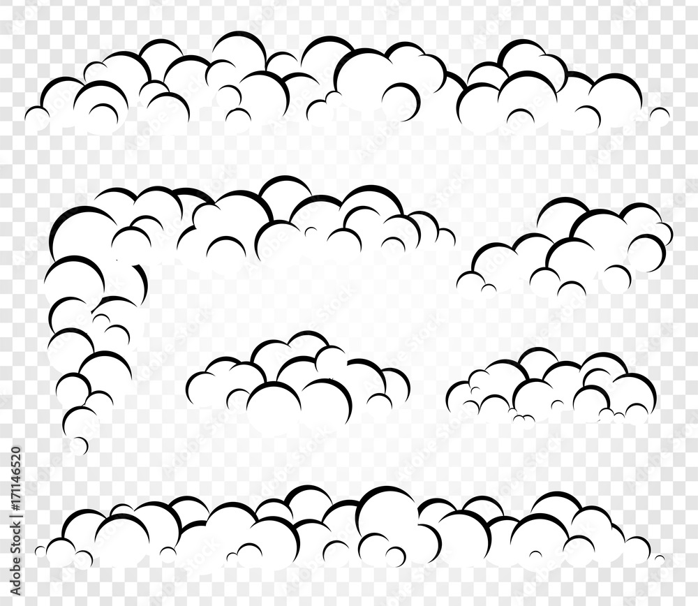 Isolated vector clouds steam or smoke, foam template for design illustration. - obrazy, fototapety, plakaty 