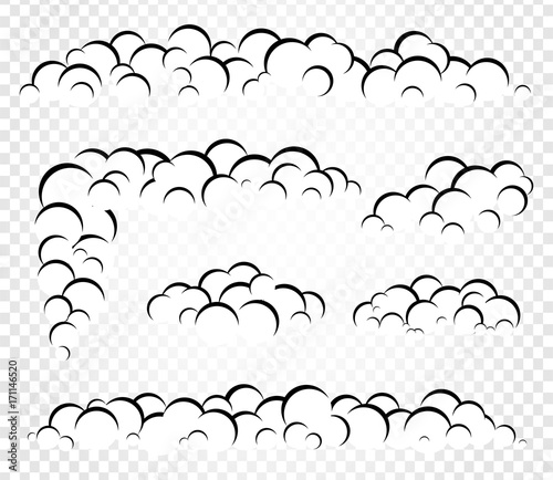 Isolated vector clouds steam or smoke, foam template for design illustration. photo