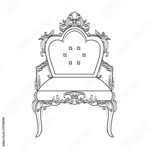 Armchair with luxurious ornaments. Vector French Luxury rich intricate struct...