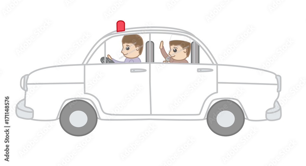 Cartoon Minister Traveling in Car and Announcing for rally Cartoon Minister Traveling in Car and Announcing for rally