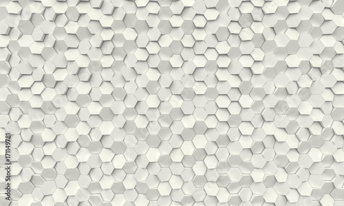 Fototapeta Naklejka Na Ścianę i Meble -  geometric 3d polygonal background with hexagonal shapes in concrete material, different thicknesses. nobody around.