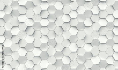 geometric 3d polygonal background with hexagonal shapes in concrete material, different thicknesses. nobody around. © tiero