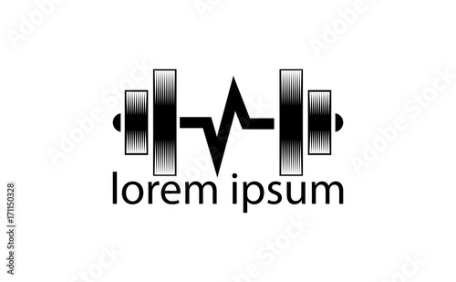 Dumbbell representing visual identity for sports and fitness
