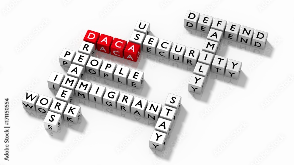 Crossword puzzle with DACA keywords immigration concept Crossword puzzle with DACA keywords immigration concept