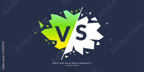Bright poster symbols of confrontation VS, can be the same logo. Vector illustration.