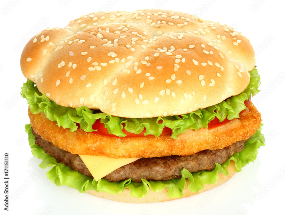 Big hamburger on white background Big hamburger on white background