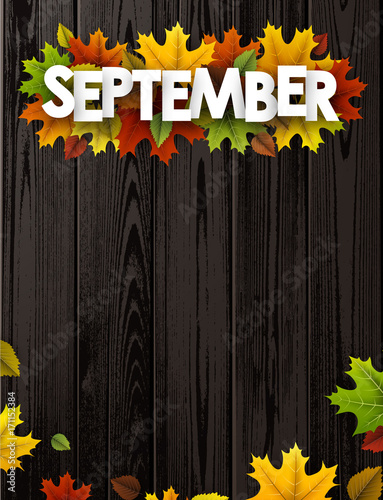 September background with colorful leaves.
