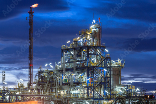 Petrochemical plant, oil refinery factory with Twilight