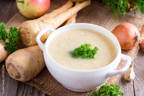 Parsnip cream soup photo