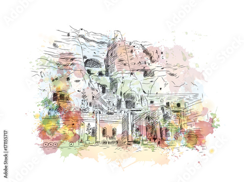 Watercolor sketch of CappadociaTurkey in vector illustration.