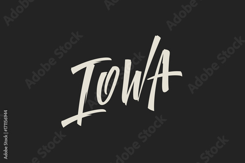 Iowa USA State Word Logo Name Hand Painted Brush Lettering Calligraphy Logo Template