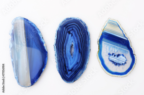 Blue agate gem stone photo