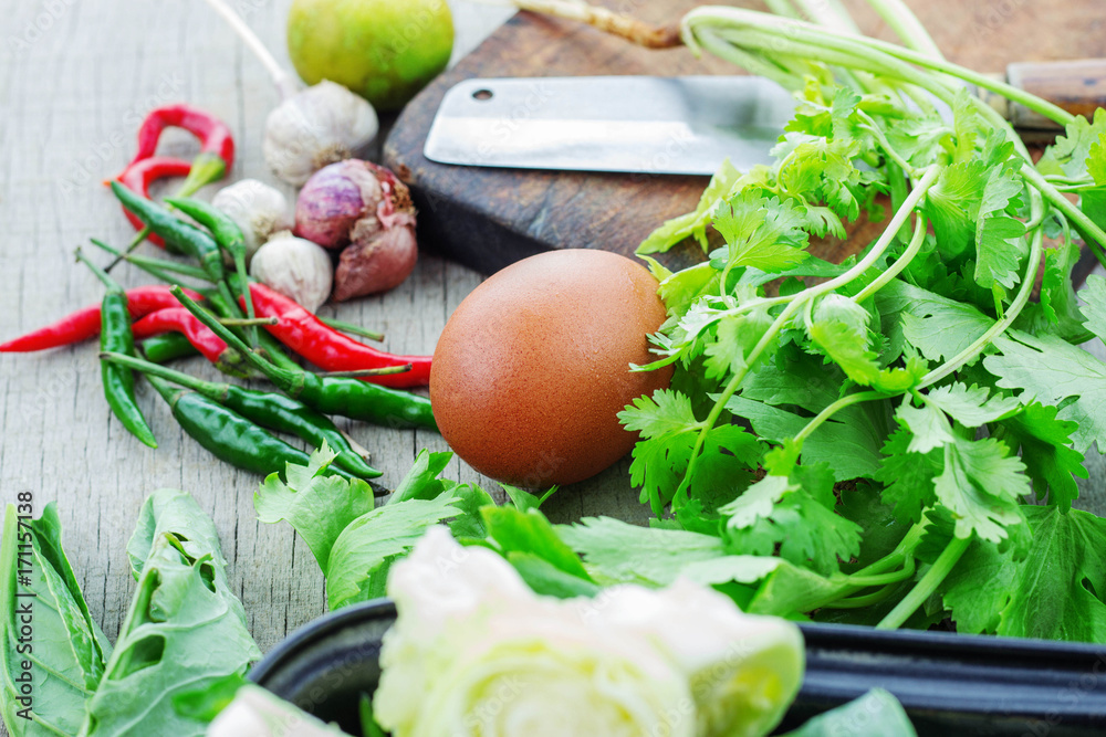 Eggs and spices on wooden. Eggs and spices on wooden.
