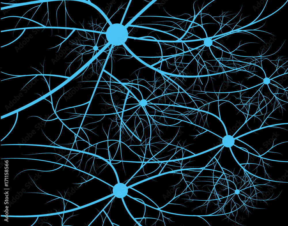 Nerve cells of the human. Strand molecule structure. Genetic and ...