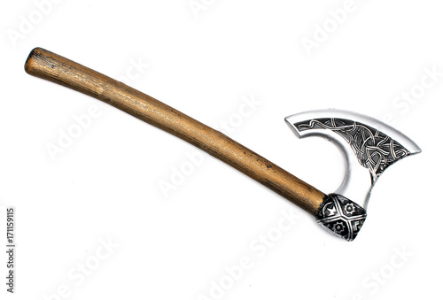 Bilde på lerret Toy battle axe isolated.