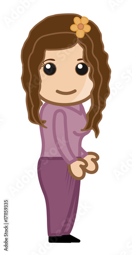 Pretty Cartoon Girl Character