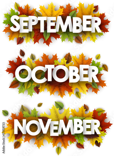 Autumn banners with colorful leaves.