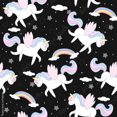 cute unicorn vector pattern