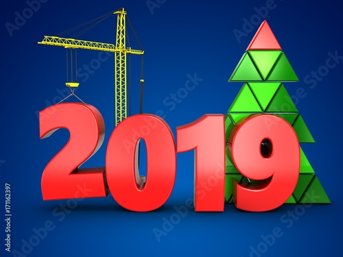 3d 2019 year with crane