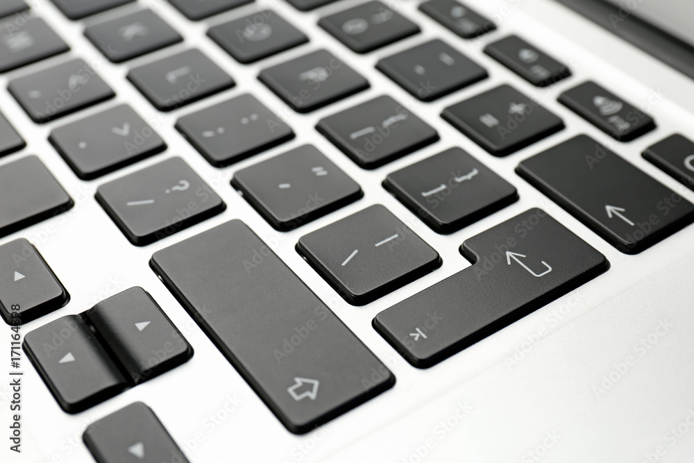 Modern laptop keyboard, close up. Internet search concept Modern laptop keyboard, close up. Internet search concept