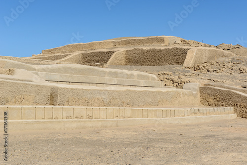 Adobe pyramids at Cahuachi, the main ceremonial center of the Nazca culture, Peru