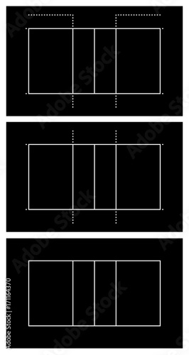 Illustration of different volleyball court isolated on white