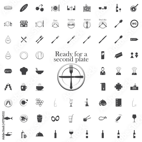 Table etiquette black icon on the white background restaurant cafe set Flat vector illustration