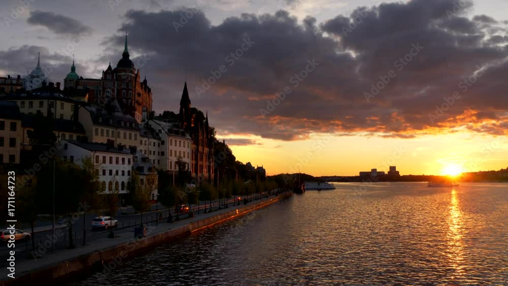 Stockholm, Sweden. Sunset view of Sodermalm district in Stockholm. Stockholm, Sweden. Sunset view of Sodermalm district in Stockholm.