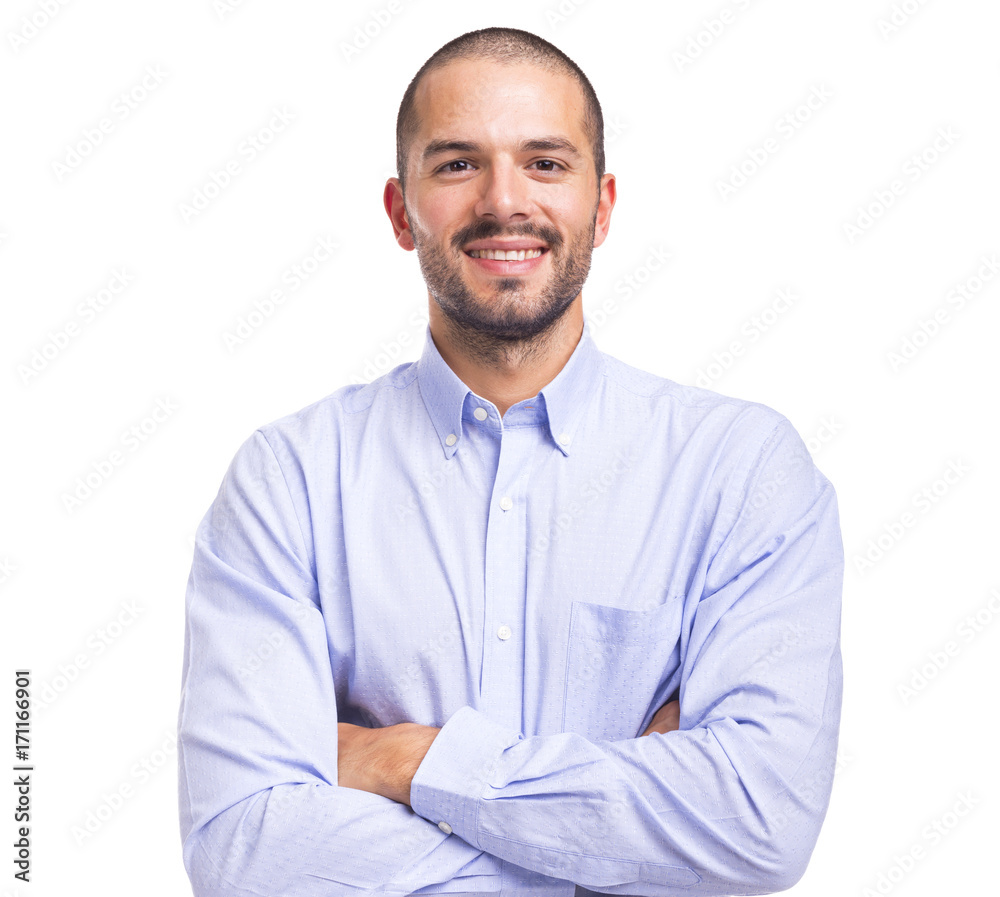 Handsome smiling young man with arms crossed on a white background Handsome smiling young man with arms crossed on a white background