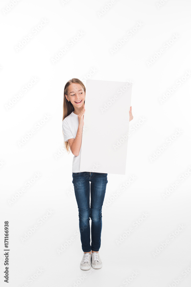 youngster holding empty board youngster holding empty board