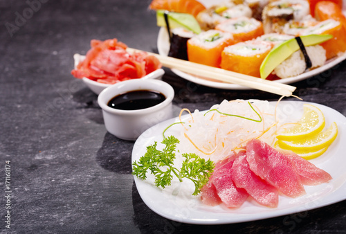 plate of tuna sashimi