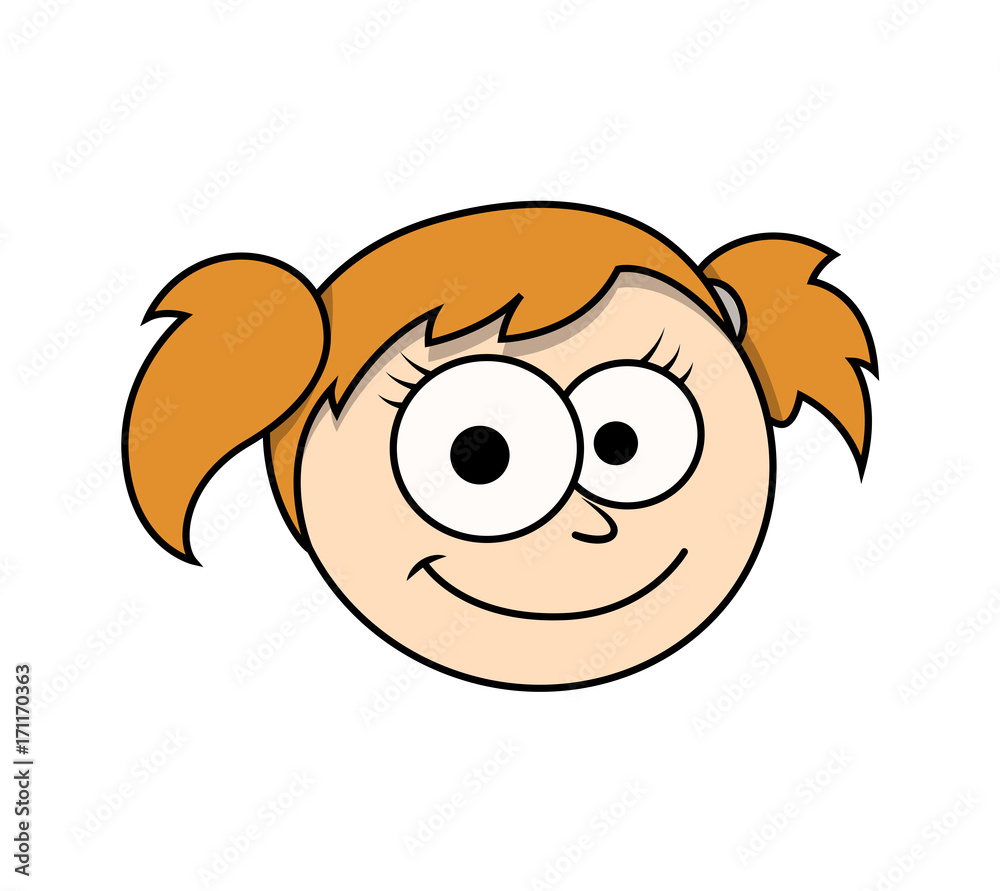 Funny Surprised Cartoon Girl Face Expression Stock Vector | Adobe Stock