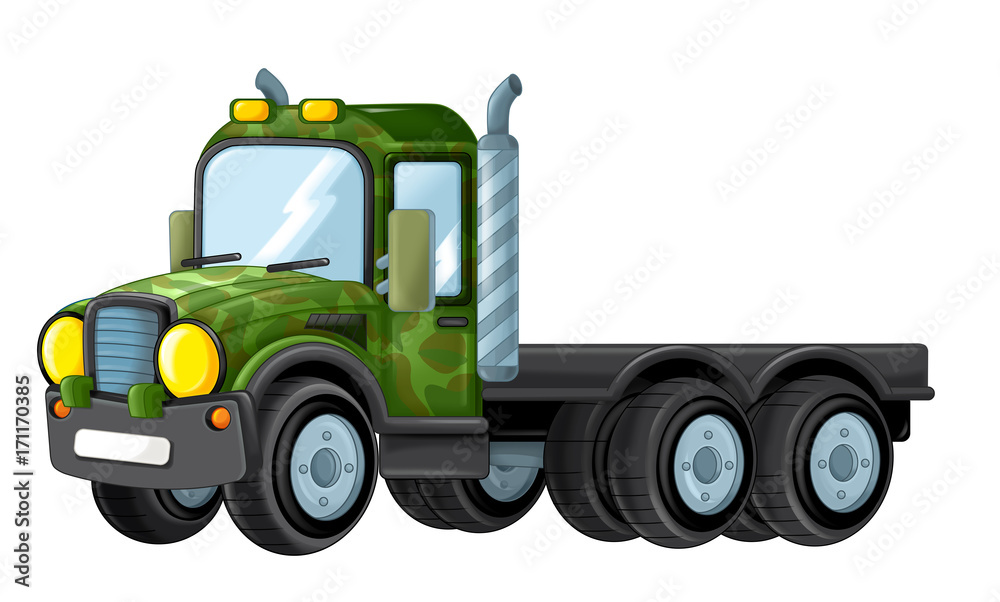 Fototapeta premium cartoon happy and funny military truck - isolated truck