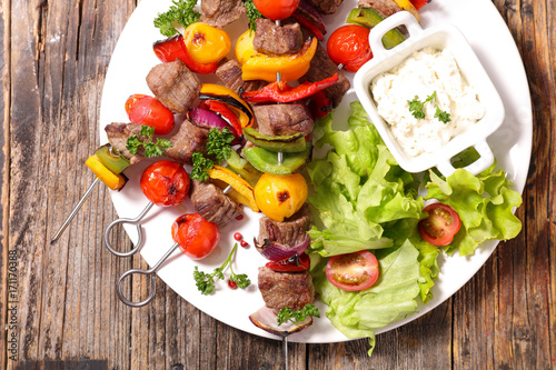 grilled beef and salad