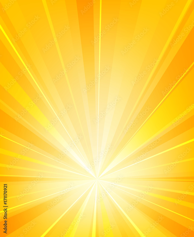 Shiny sun rays radiator background. Burst sunlight with radiating heat beams summer vector illustration Shiny sun rays radiator background. Burst sunlight with radiating heat beams summer vector illustration