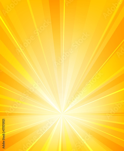 Shiny sun rays radiator background. Burst sunlight with radiating heat beams summer vector illustration