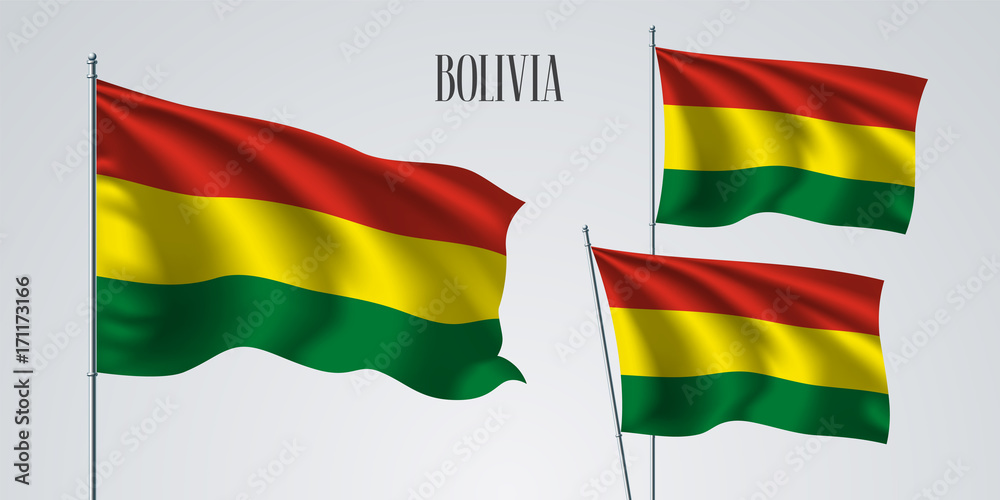 Fototapeta premium Bolivia waving flag set of vector illustration