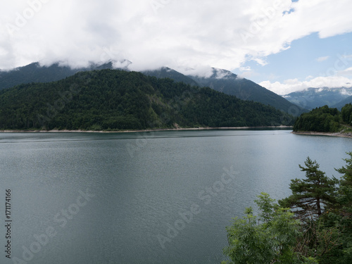 The mountain lake  Sylvenstein lake in Bavaria  Germany