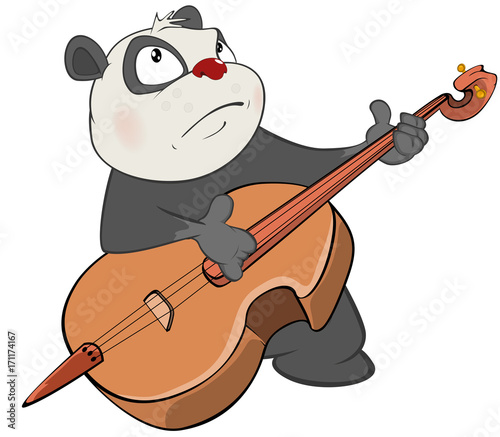 Fototapeta Naklejka Na Ścianę i Meble -   Illustration of a Cute Panda Violinist Jazz Bassist. Cartoon Character 