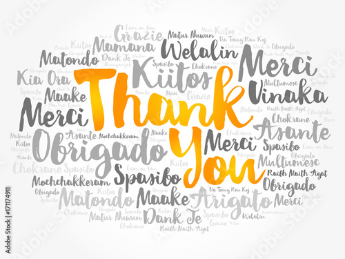 Thank You word cloud in different languages, concept background