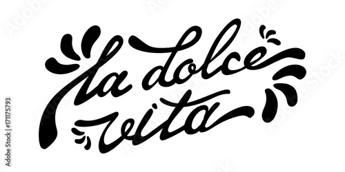 modern inscription sweet life in italian with patterns