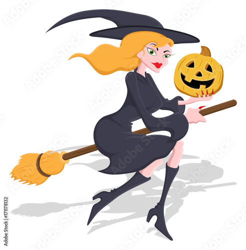Halloween Witch with Jack-O-Lantern