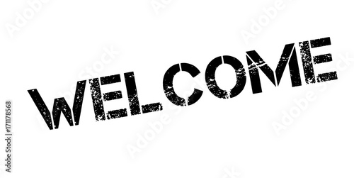 Welcome rubber stamp. Grunge design with dust scratches. Effects can be easily removed for a clean, crisp look. Color is easily changed.